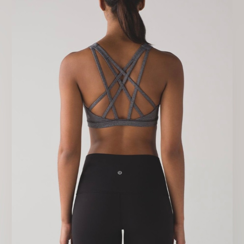 Lululemon Free To Be Serene Bra Heathered Black Luxtreme Size 8